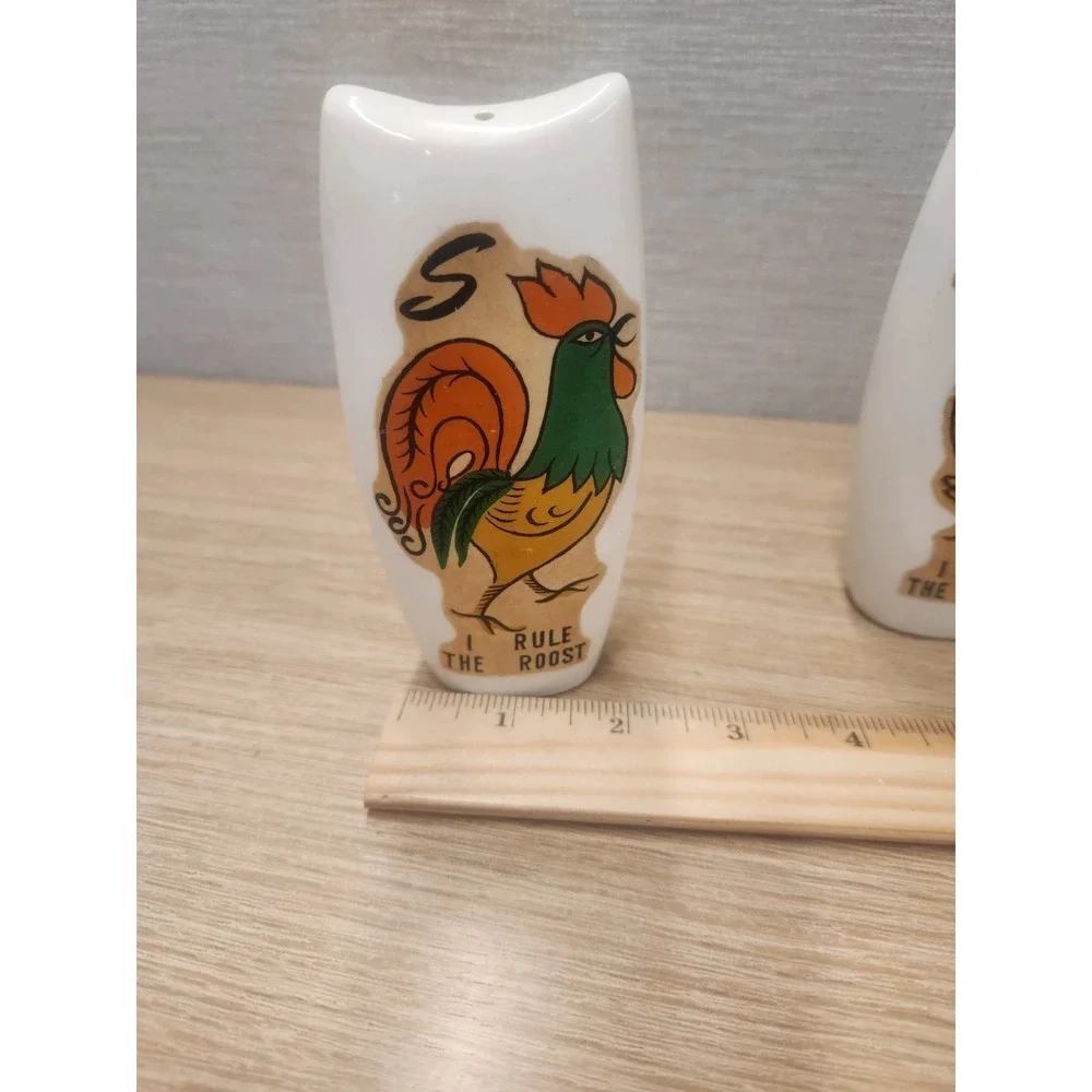 Vintage I Rule The Roost I Rule The Rooster Novelty Salt and Pepper Shakers